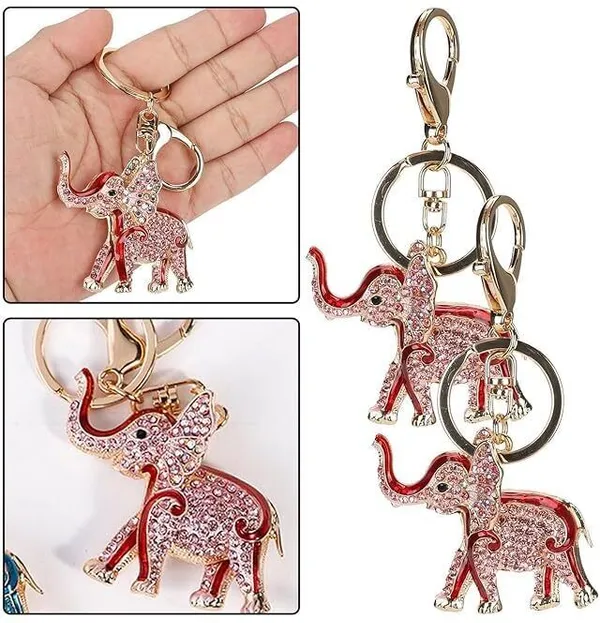 Lumevo_Rhinestone_Elephant_Keychain_â€“_Crystal_Metal_Key_Ring_&_Purse_Charm_Key_Chain_()