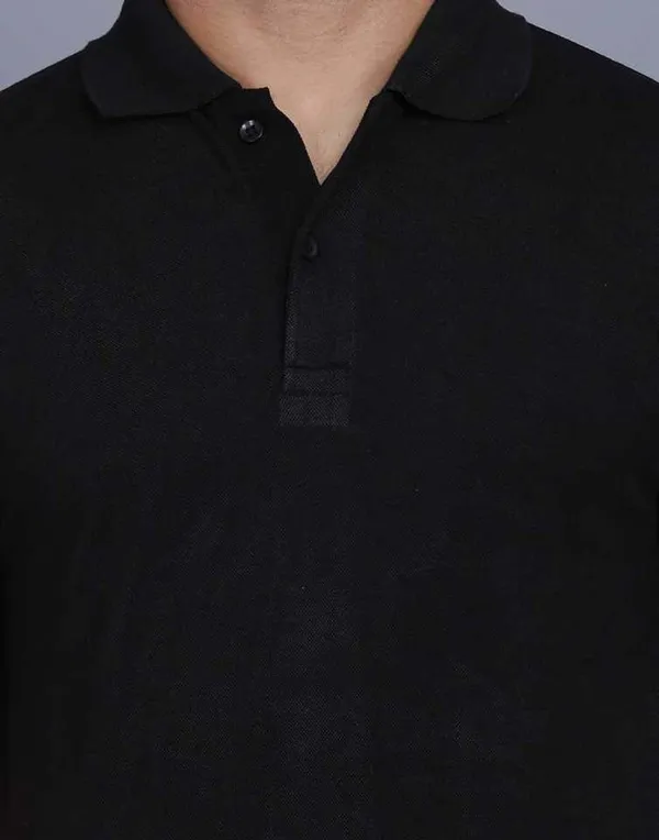 Pnikss_Solid_Men_Polo_Neck_Black_T-Shirt_()
