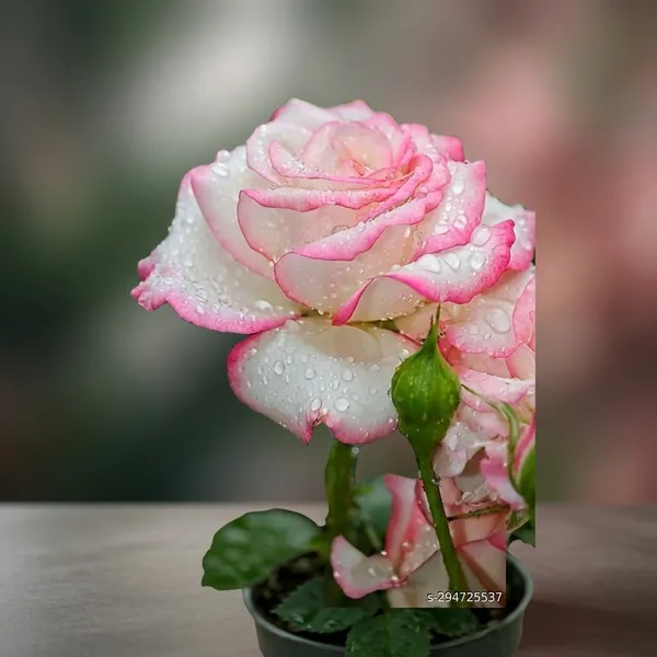 White_Rose_With_Pink_Plant