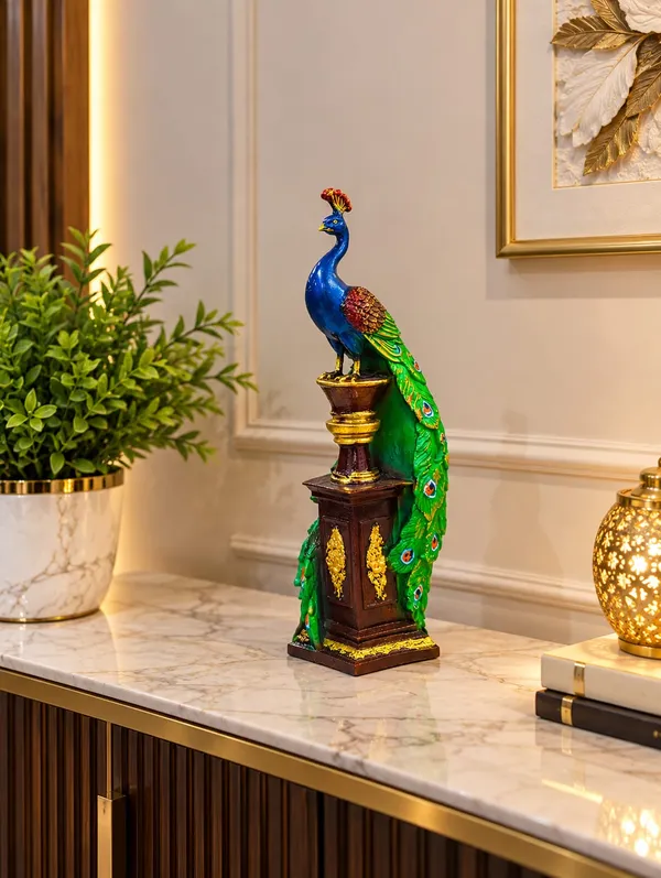 Mayur_Zeus_Polyresin_Standing_Peacock_Figurine