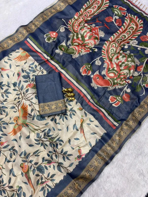 Navy_Blue_Erode_Silk_Printed_Saree_With_Unstitched_Blouse_For_Women