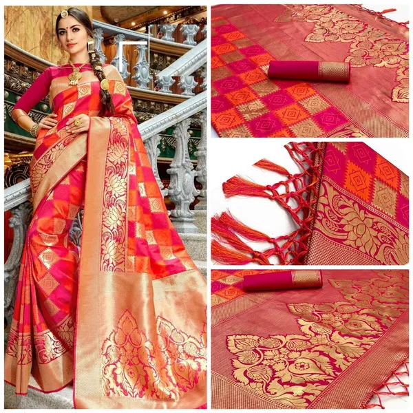 Pink_Silk_Saree_With_Unstitched_Blouse_For_Women