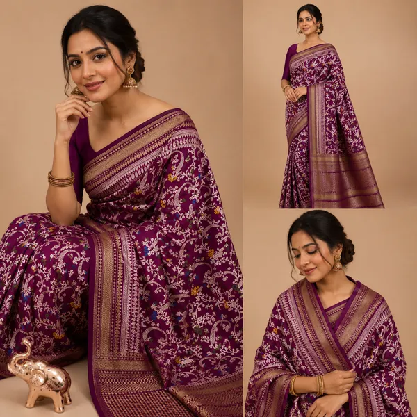Maroon_Dolla_Silk_Printed_Saree_With_Unstitched_Blouse_For_Women