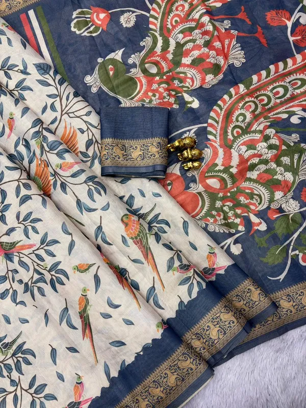 Navy_Blue_Erode_Silk_Printed_Saree_With_Unstitched_Blouse_For_Women