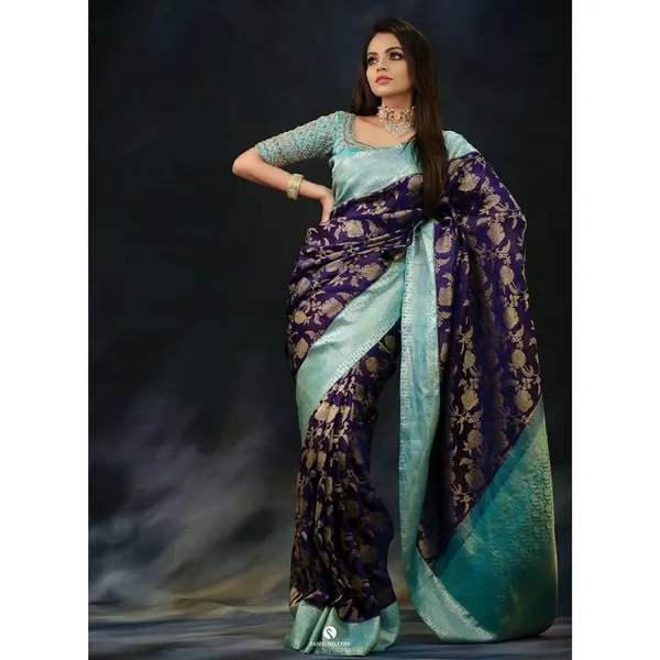 Deep_Purpule_Soft_Silk_Saree_With_Unstitched_Blouse_For_Women
