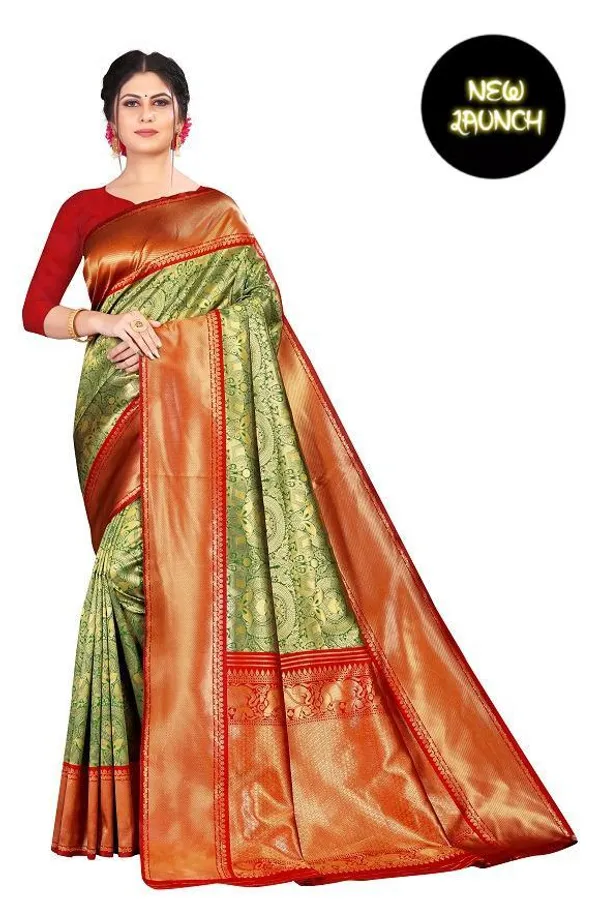Green_Soft_Silk_Saree_With_Unstitched_Blouse_For_Women