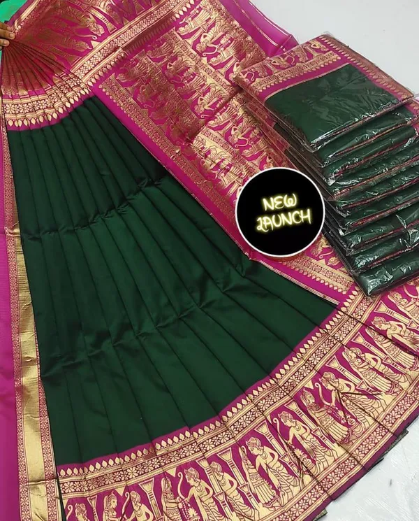 Green_Pink_Soft_Silk_Saree_With_Unstitched_Blouse_For_Women