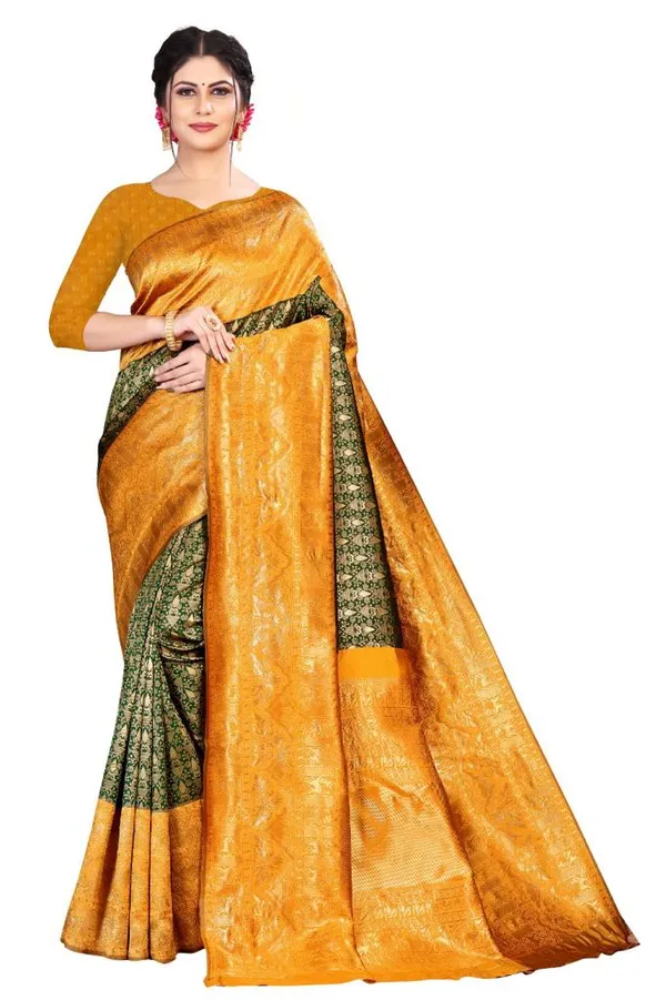 Yellow_Soft_Silk_Saree_With_Unstitched_Blouse_For_Women