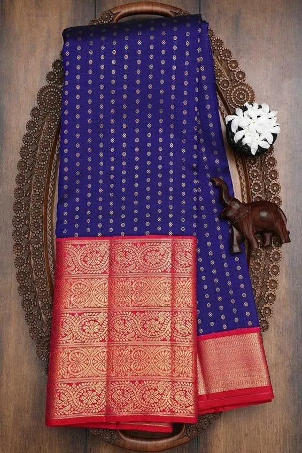 Navy_Blue_Soft_Silk_Saree_With_Unstitched_Blouse_For_Women