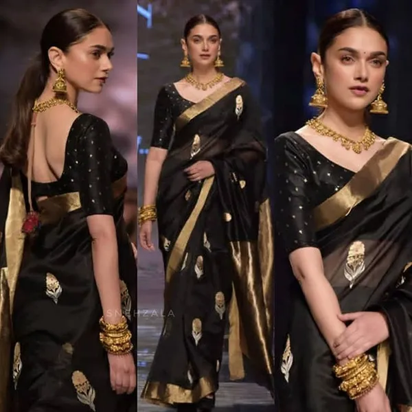 Black_Soft_Silk_Saree_With_Unstitched_Blouse_For_Women
