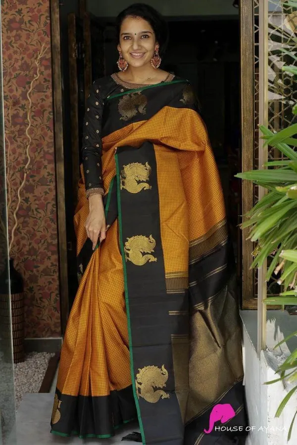 Dark_Yellow_Soft_Silk_Saree_With_Unstitched_Blouse_For_Women