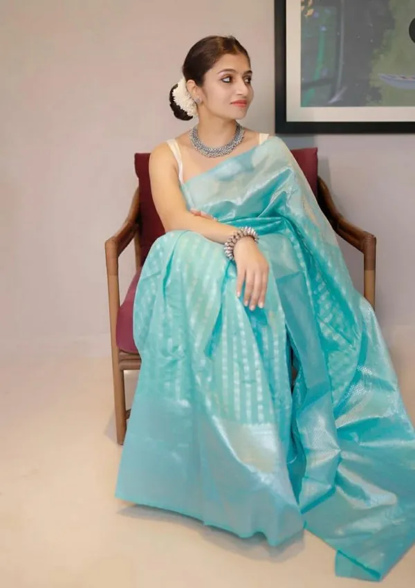 Sky_Blue_Soft_Silk_Saree_With_Unstitched_Blouse_For_Women