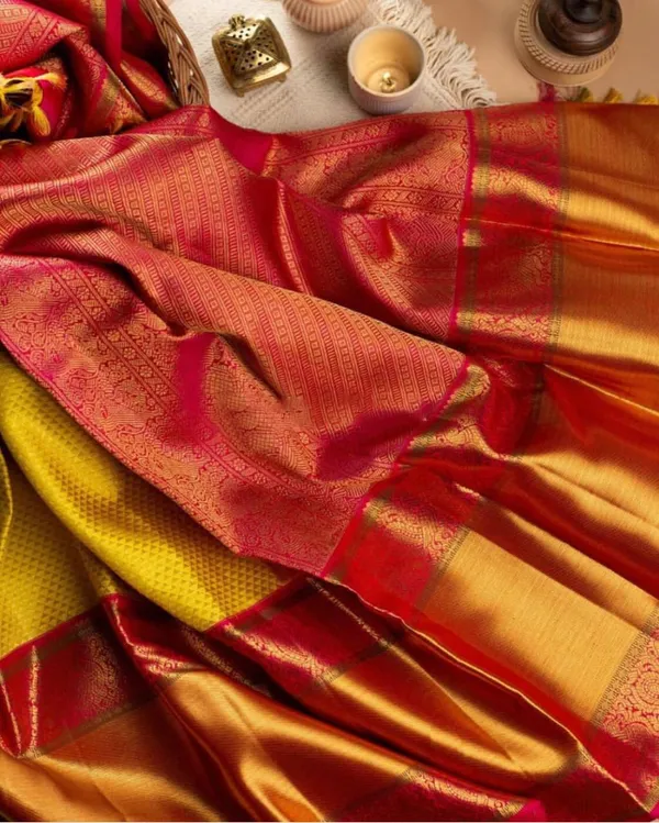 Yellow_Soft_Silk_Saree_With_Unstitched_Blouse_For_Women