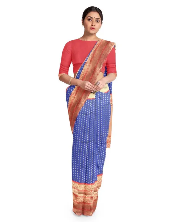 Navy_Blue_Soft_Silk_Saree_With_Unstitched_Blouse_For_Women