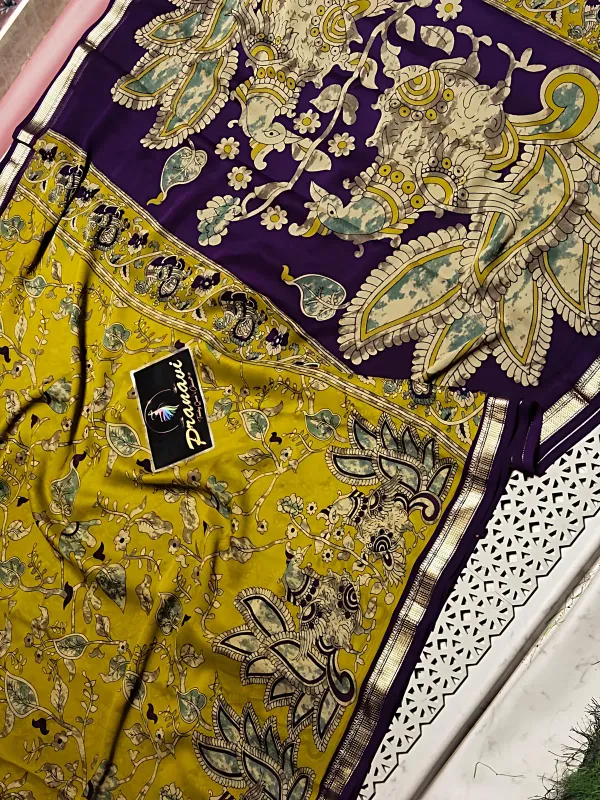 New_Kalamkari_Designs_Marshmellow_With_Blouse_Piece