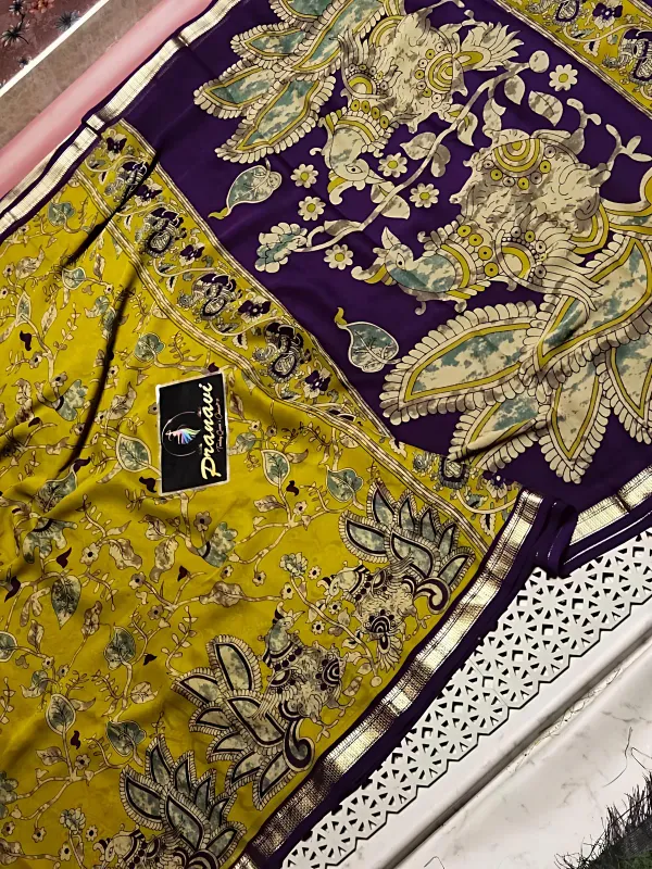 New_Kalamkari_Designs_Marshmellow_With_Blouse_Piece
