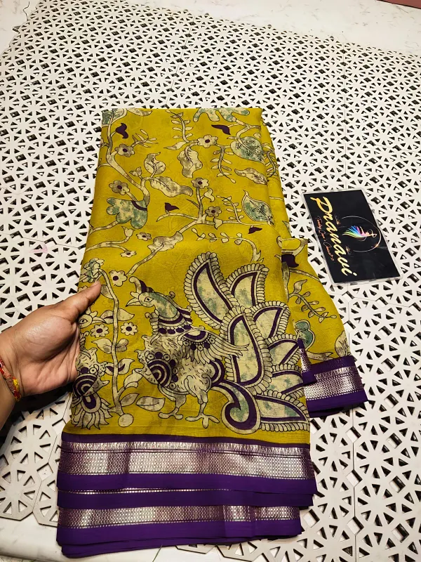 New_Kalamkari_Designs_Marshmellow_With_Blouse_Piece