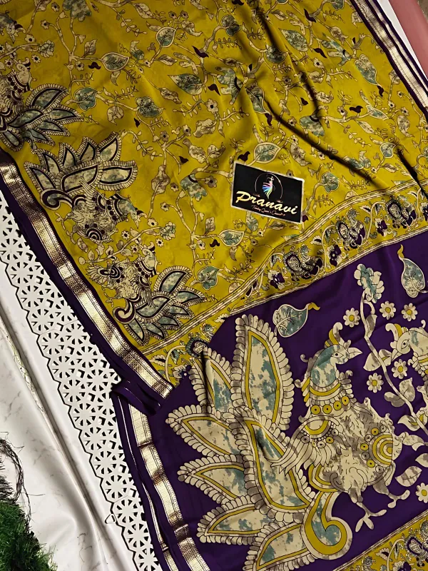 New_Kalamkari_Designs_Marshmellow_With_Blouse_Piece