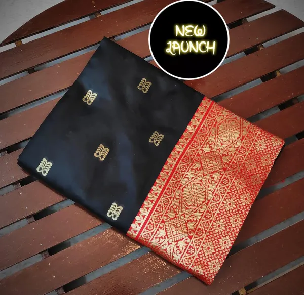 Black_Soft_Silk_Saree_With_Unstitched_Blouse_For_Women