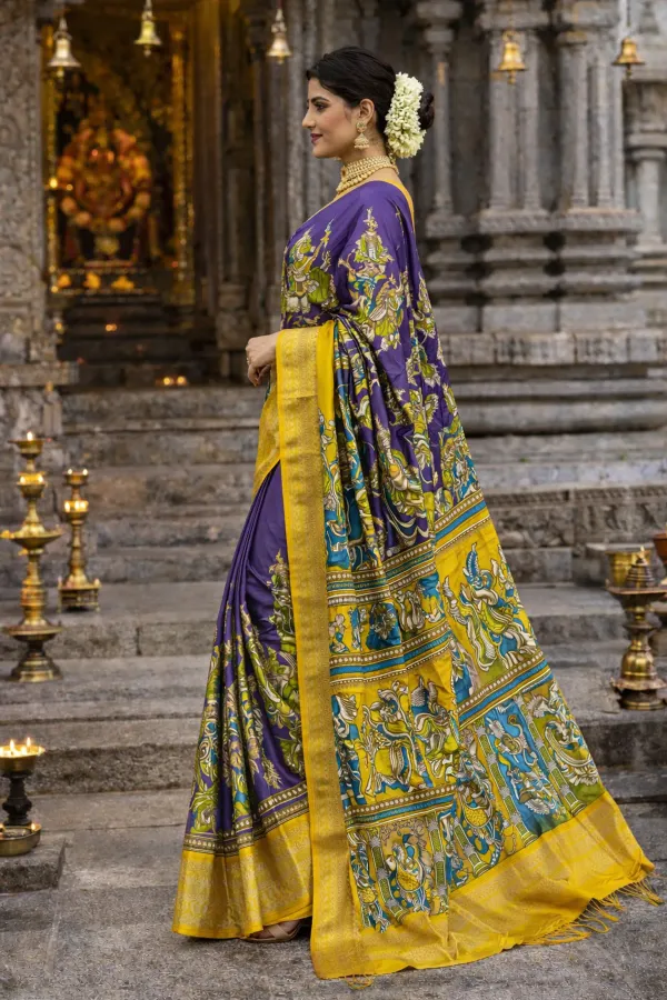 Premium_Blue_&_Yellow_Designer_Saree_With_Elephant_&_Raja_Rani_Motifs_Marshmallow_With_Blouse_Piece