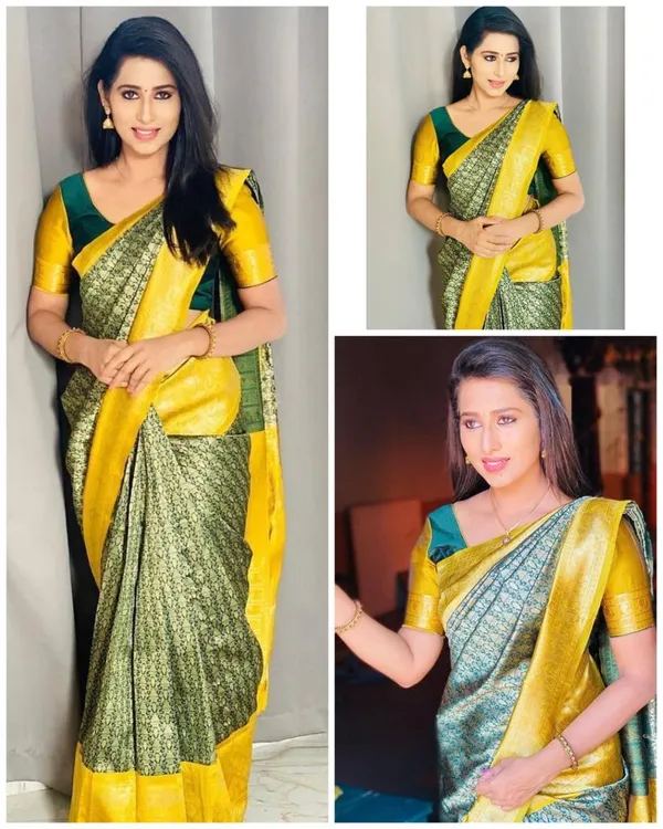 Yellow_Soft_Silk_Saree_With_Unstitched_Blouse_For_Women