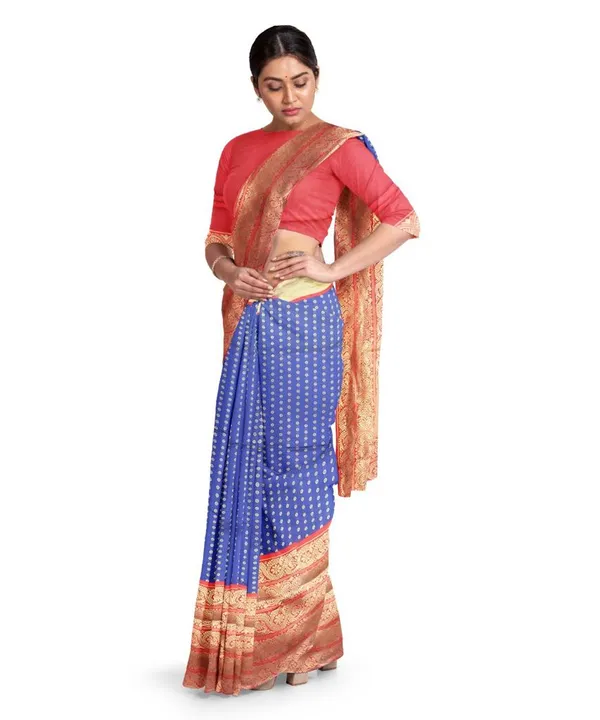 Navy_Blue_Soft_Silk_Saree_With_Unstitched_Blouse_For_Women
