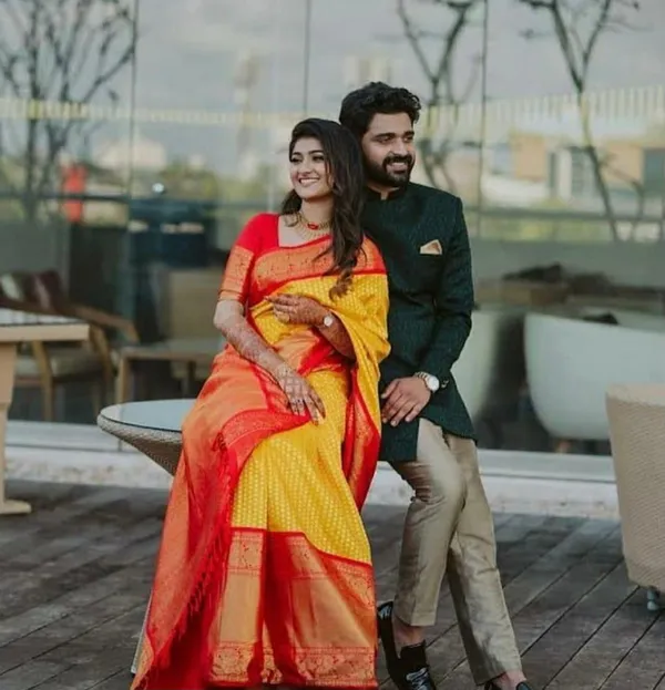 Yellow_Red_Soft_Silk_Saree_With_Unstitched_Blouse_For_Women