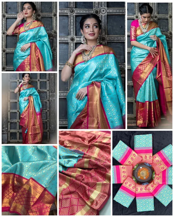 Blue_Soft_Silk_Saree_With_Unstitched_Blouse_For_Women