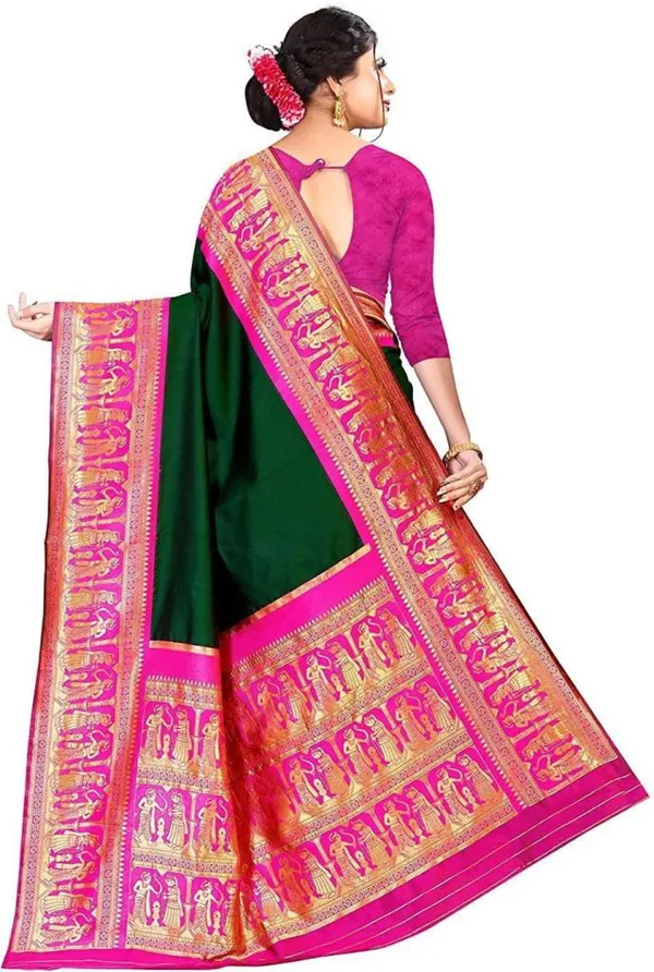 Green_Pink_Soft_Silk_Saree_With_Unstitched_Blouse_For_Women