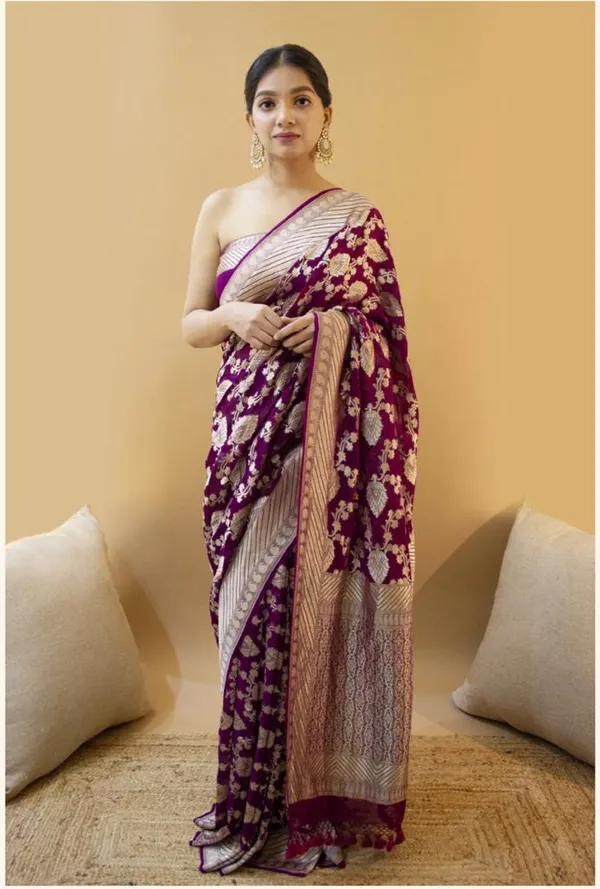 Wine_Purple_Soft_Silk_Saree_With_Unstitched_Blouse_For_Women
