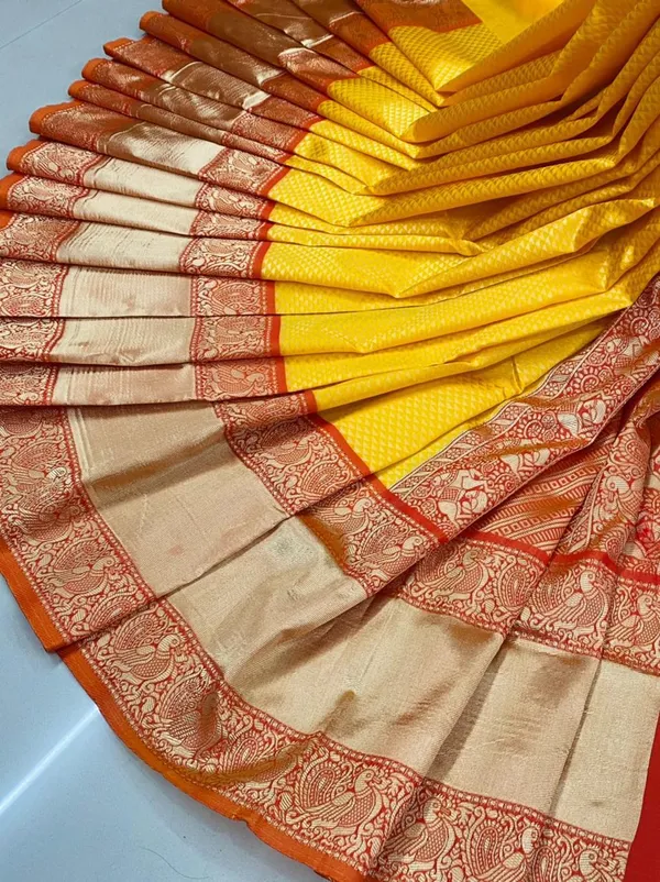 Yellow_Soft_Silk_Saree_With_Unstitched_Blouse_For_Women