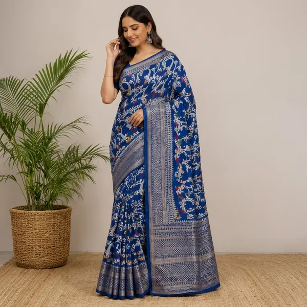 Blue_Dolla_Silk_Floral_Printed_Saree_With_Unstitched_Blouse_For_Women