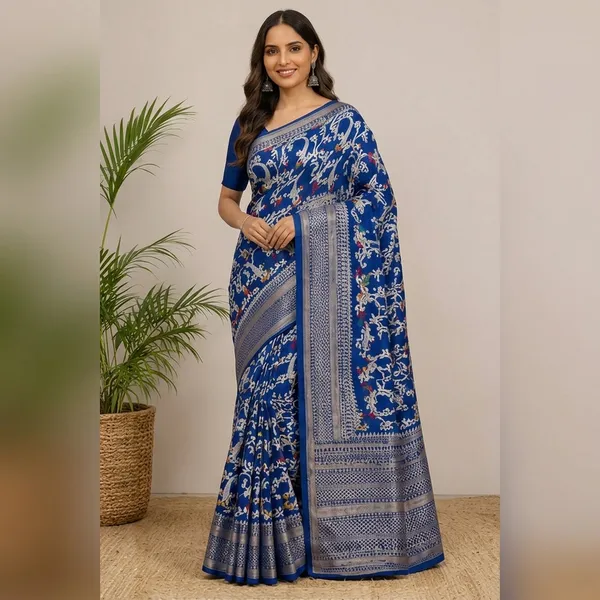 Blue_Dolla_Silk_Floral_Printed_Saree_With_Unstitched_Blouse_For_Women