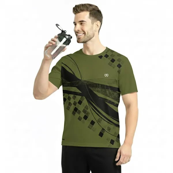 Olive_Green_Premium_Polyester_And_Spandex_Sports_T-Shirt_For_Men