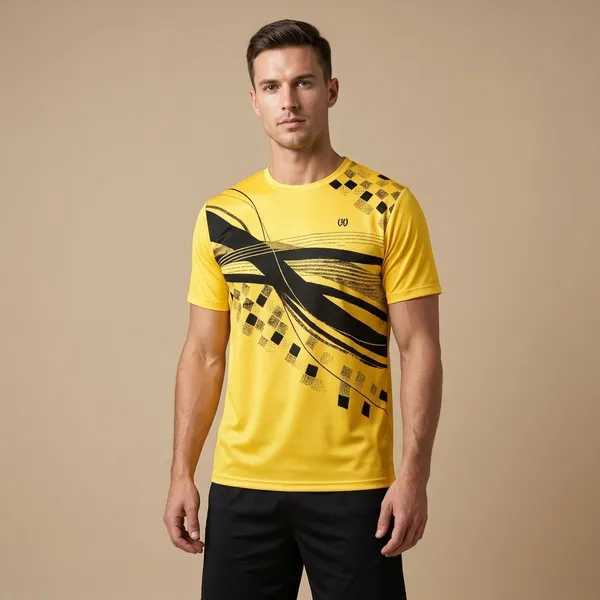 Yellow_Premium_Polyester_And_Spandex_Sports_T-Shirt_For_Men