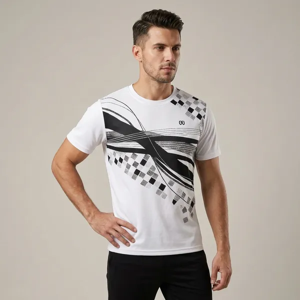 White_Premium_Polyester_And_Spandex_Sports_T-Shirt_For_Men