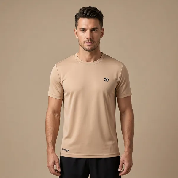 Beige_Premium_Polyester_And_Spandex_Sports_T-Shirt_For_Men
