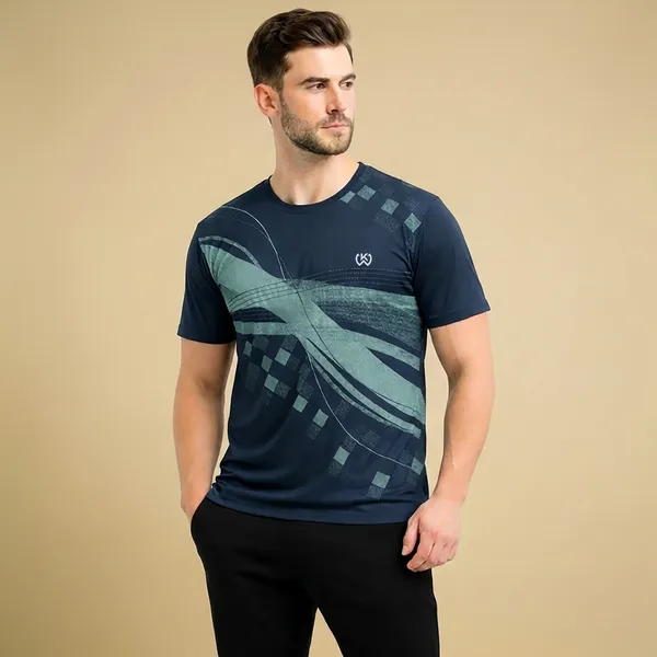 Navy_Premium_Polyester_And_Spandex_Sports_T-Shirt_For_Men