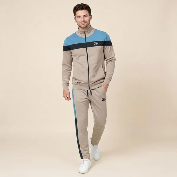 Beige_Premium_Polyester_And_Spandex_Tracksuit_For_Men