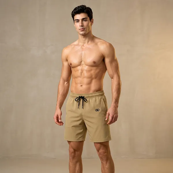 Khaki_Premium_Polyester_And_Spandex_Sports_Shorts_For_Men