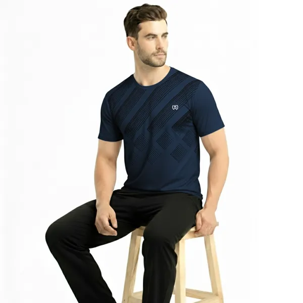 Navy_Premium_Polyester_And_Spandex_Sports_T-Shirt_For_Men