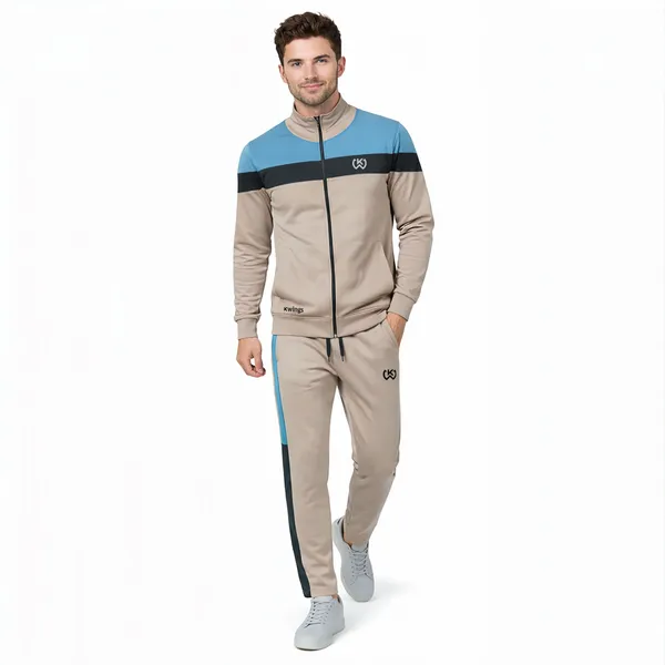Beige_Premium_Polyester_And_Spandex_Tracksuit_For_Men