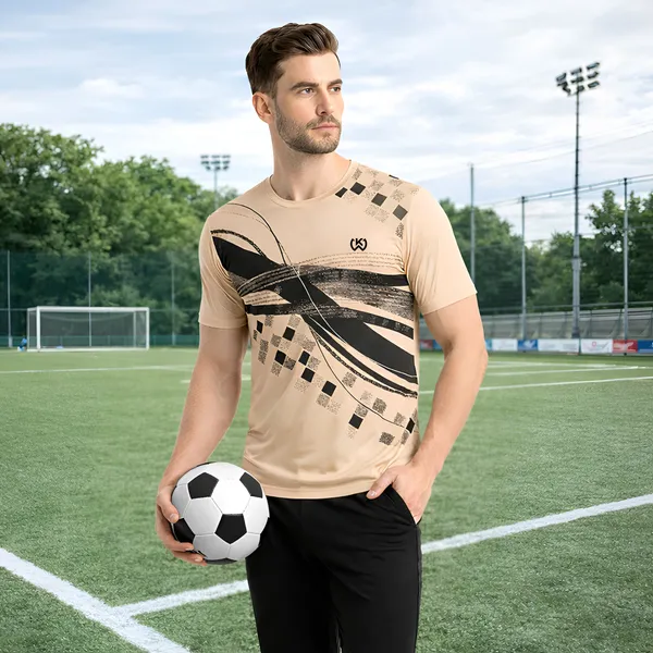 Beige_Premium_Polyester_And_Spandex_Sports_T-Shirt_For_Men