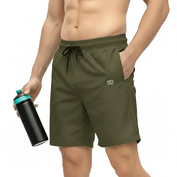 Olive_Green_Premium_Polyester_And_Spandex_Sports_Shorts_For_Men