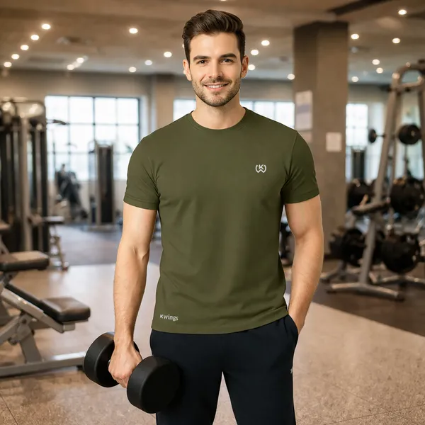 Olive_Green_Premium_Polyester_And_Spandex_Sports_T-Shirt_For_Men