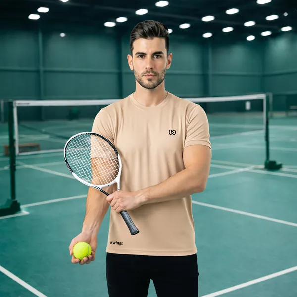 Beige_Premium_Polyester_And_Spandex_Sports_T-Shirt_For_Men