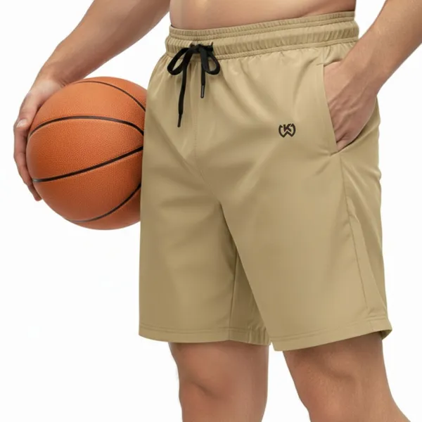 Khaki_Premium_Polyester_And_Spandex_Sports_Shorts_For_Men