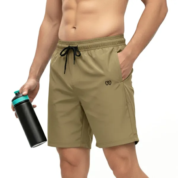 Khaki_Premium_Polyester_And_Spandex_Sports_Shorts_For_Men