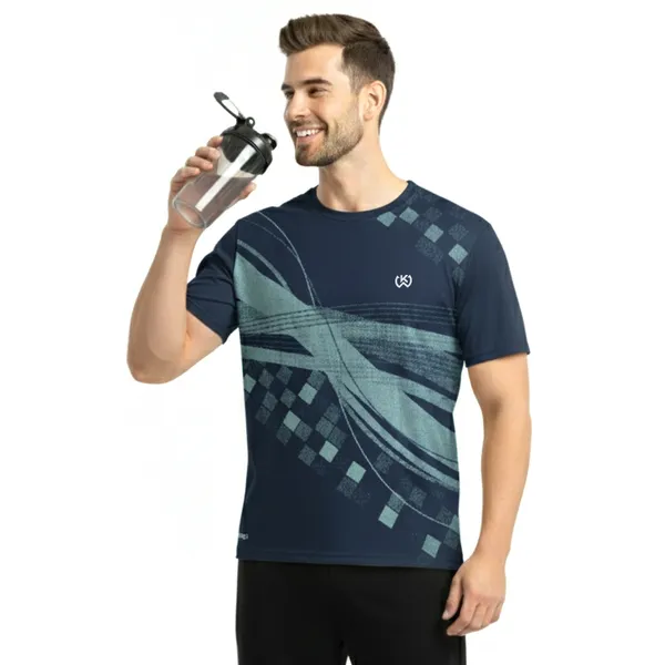 Navy_Premium_Polyester_And_Spandex_Sports_T-Shirt_For_Men