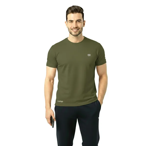Olive_Green_Premium_Polyester_And_Spandex_Sports_T-Shirt_For_Men